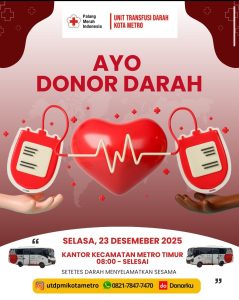 Donor Darah di Metro Timur, Kolaborasi PMI dan Kecamatan Hadirkan Aksi Kemanusiaan Menutup Akhir Tahun